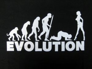 funny cartoon image of evolution man worshipping woman