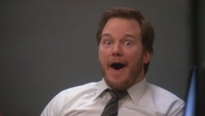 Park and Recreation's Chris Pratt pulls excited face