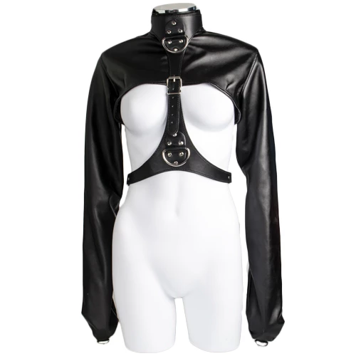 Restricted Access Faux Leather Cropped Straitjacket