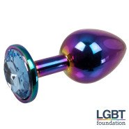 Bejewelled Rainbow Metal Butt Plug - 3, 3.5 or 4 Inch