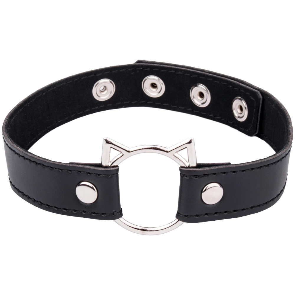 Naughty Kitten Faux Leather Cat O-Ring Collar