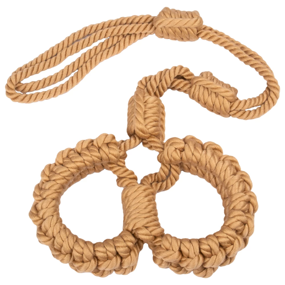 Shibari Pre-Tied Rope Bondage Handcuffs with Leash