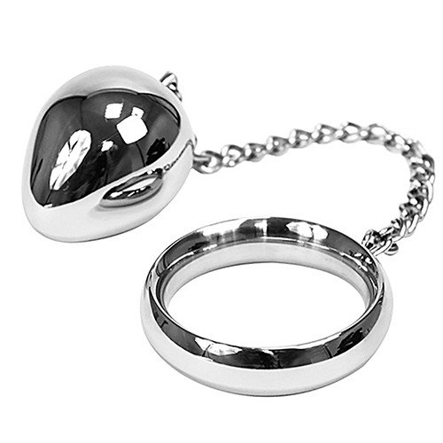 Hot Hardware Plugged Stainless Steel Anal Egg & C-Ring - 2.2 Inch