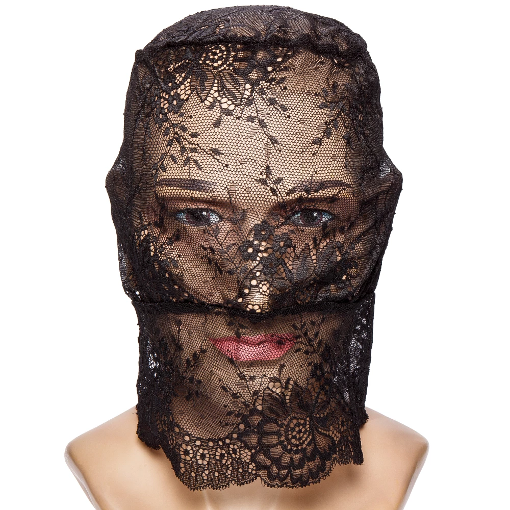 Black Floral Lace Veil Bondage & Fetish Hood