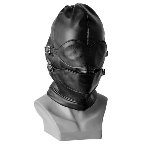 Gagged Gimp Hood With Detachable Mask, Chin Strap & Ball Gag