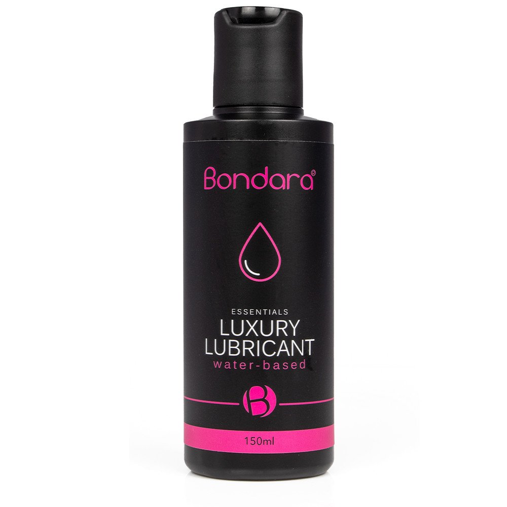 Bondara Sex Toys Blog - Happy Rabbit Day - Bondara Water-Based Luxury Lubricant 150ml - Black Lube Bottle With Hot Pink Writing