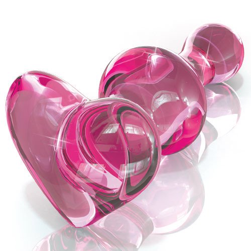 Icicles No. 75 Glass Rippled Heart-Shaped Butt Plug - 3.89 Inch