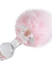 Kinky Tails Pink Bunny Glass Butt Plug