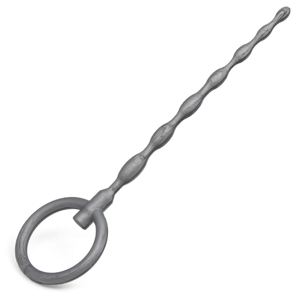 Soundwave Silver Silicone Rippled Urethral Plug - 13.5cm