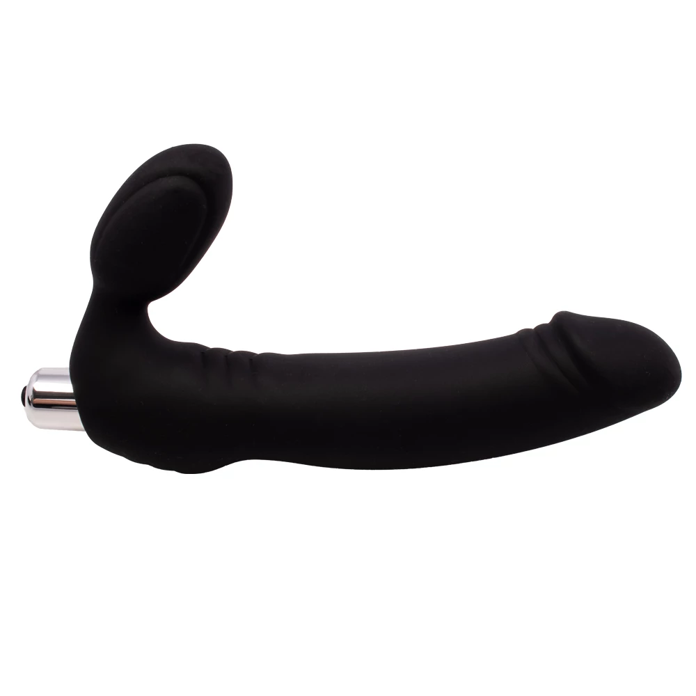 Lady Lovin' Black 10-Speed Vibrating Strapless Strap-On - 7.5 Inch
