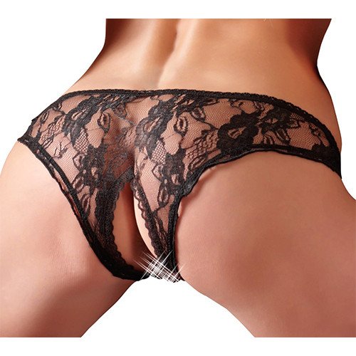 Cottelli Collection Sheer Lace Crotchless Knicker