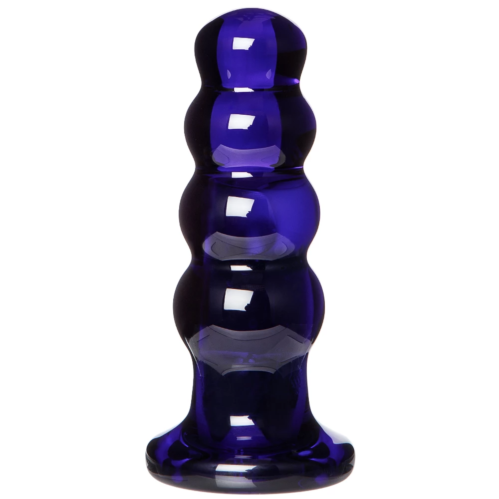 Polar Pulse Beaded Vibrating Glass Butt Plug - 4.5 Inch
