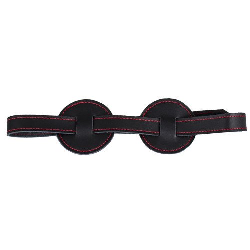 Bondara Luxe Black and Red Leather Adjustable Blindfold