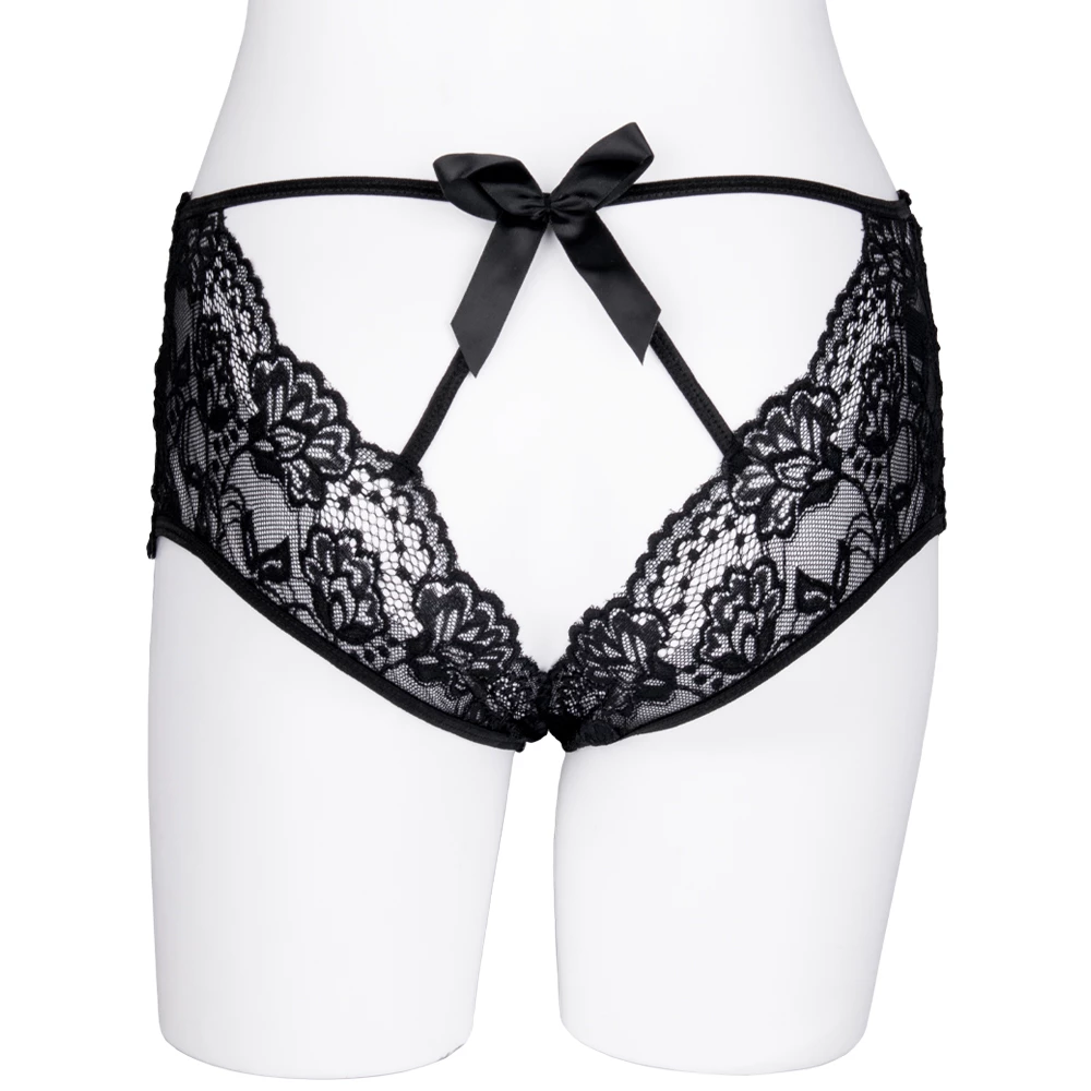 Posh Pout Black Lace Open Back Boyshorts