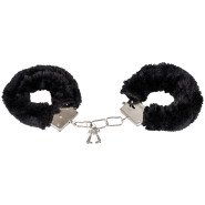 Bondara Comfortably Fun Black Faux Fur Metal Handcuffs