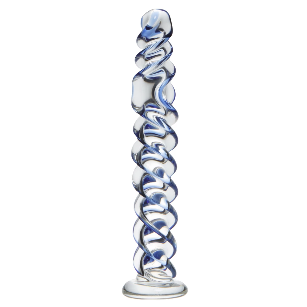 Glacier Glass Whirlpool Blue Spiral Dildo – 7 Inch