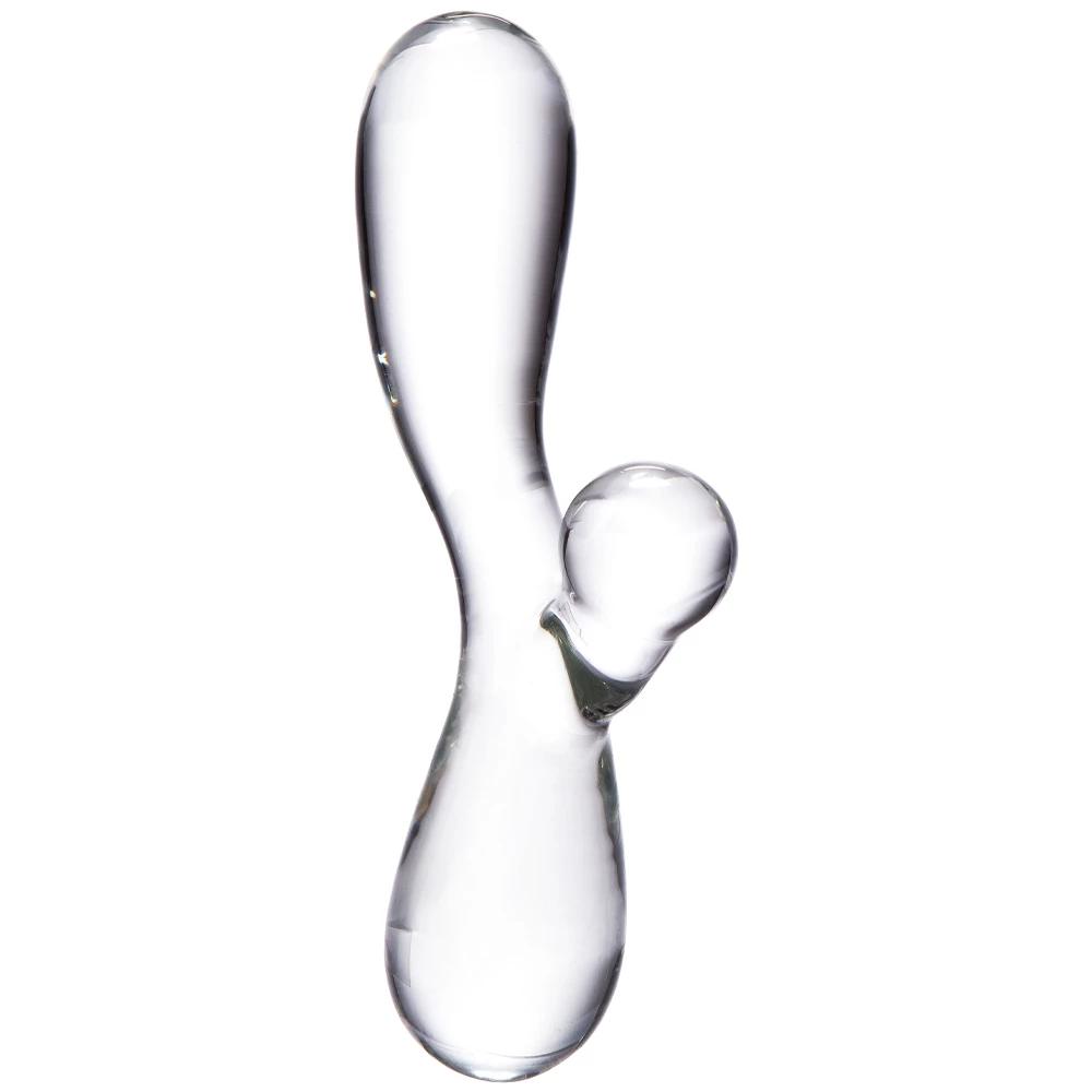 Glacier Glass Clear Curved G-Spot Rabbit Dildo - 7.5 Inch