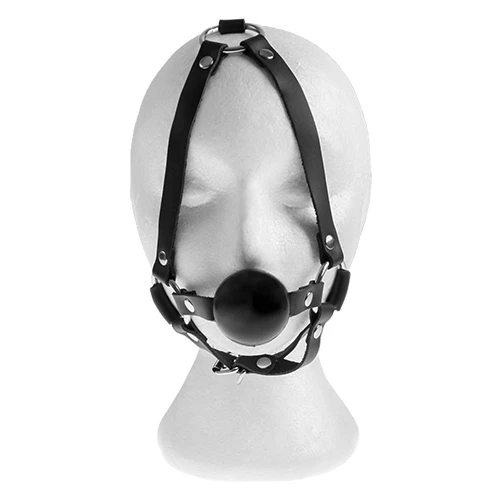 Luxe Leather Bondage Ball Gag Head Harness