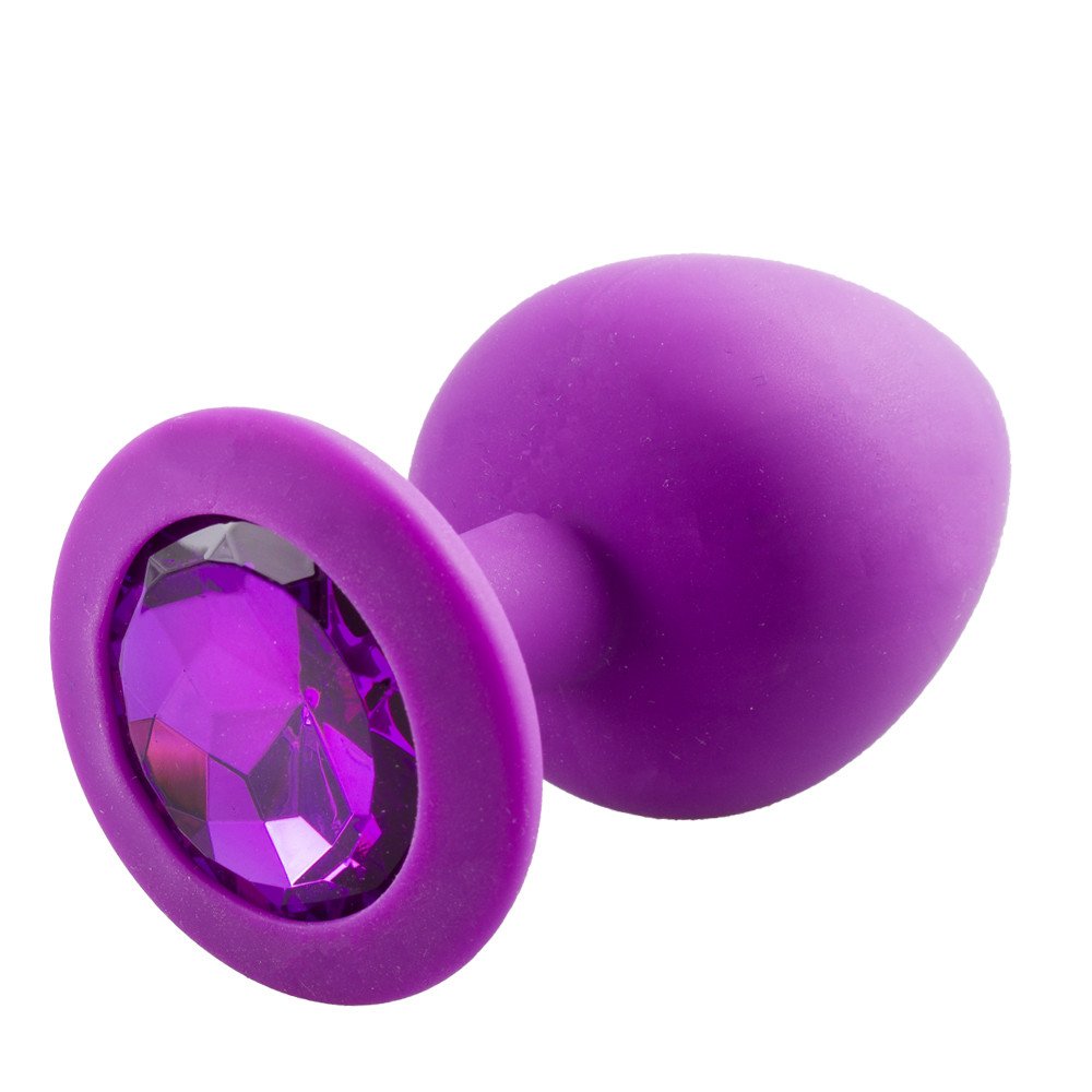 Bejewelled Purple Silicone Butt Plug - 2.5, 3 or 3.5 Inch