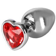 Bejewelled Red Metal Heart Butt Plug - 3, 3.5 or 4 Inch