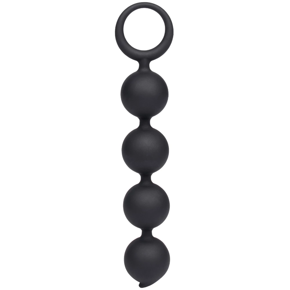 Black Pearl Silicone Anal Beads - 6 Inch