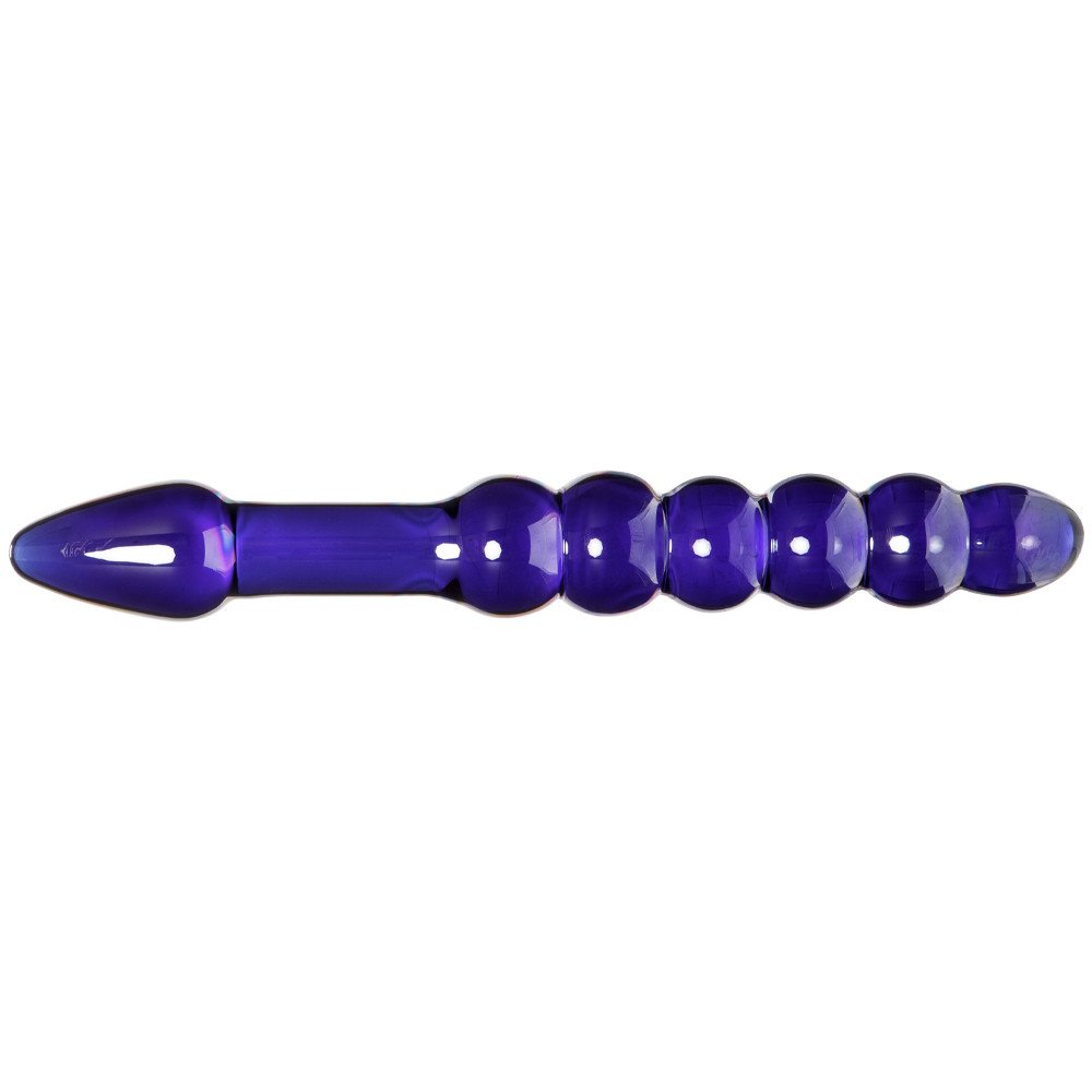Glacier Glass Iridescent Beaded Double Ended Dildo - 9 Inch