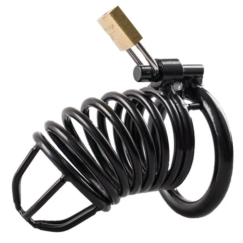 Torment Black Stainless Steel Spiral Chastity Cage