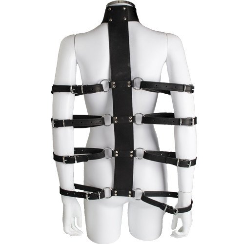 Bondara Luxe Leather Collar and Arm Restraint