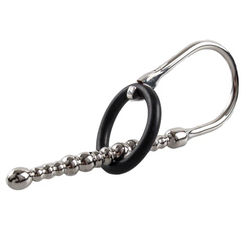 Torment Hybrid Stainless Steel Penis Plug With Silicone Glans Ring