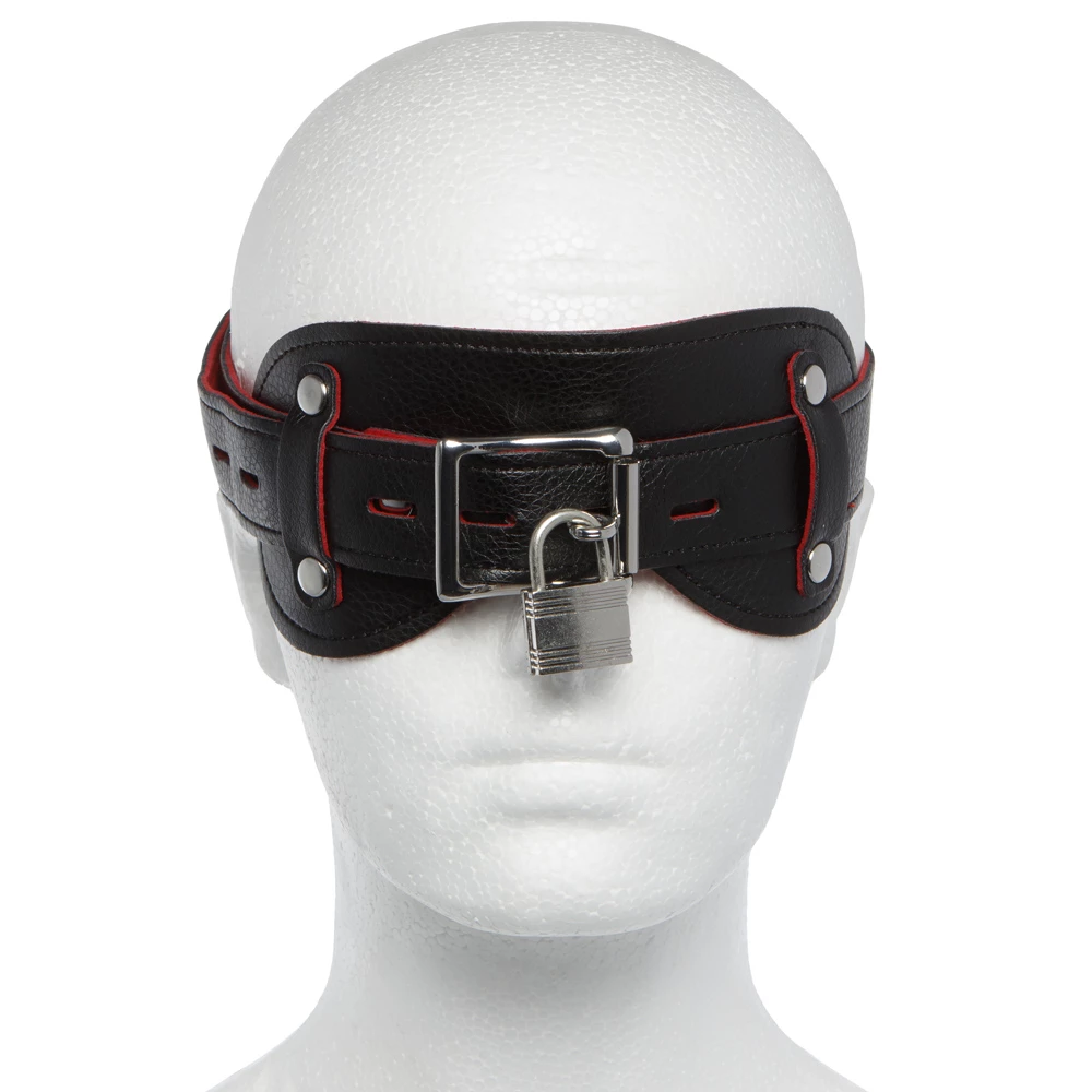 Padlocked Faux Leather & Suede Blindfold