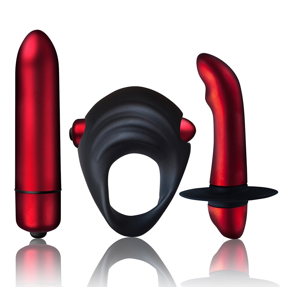 Rocks-Off Red Temptations 10 Function Cock Ring and Vibrator Set