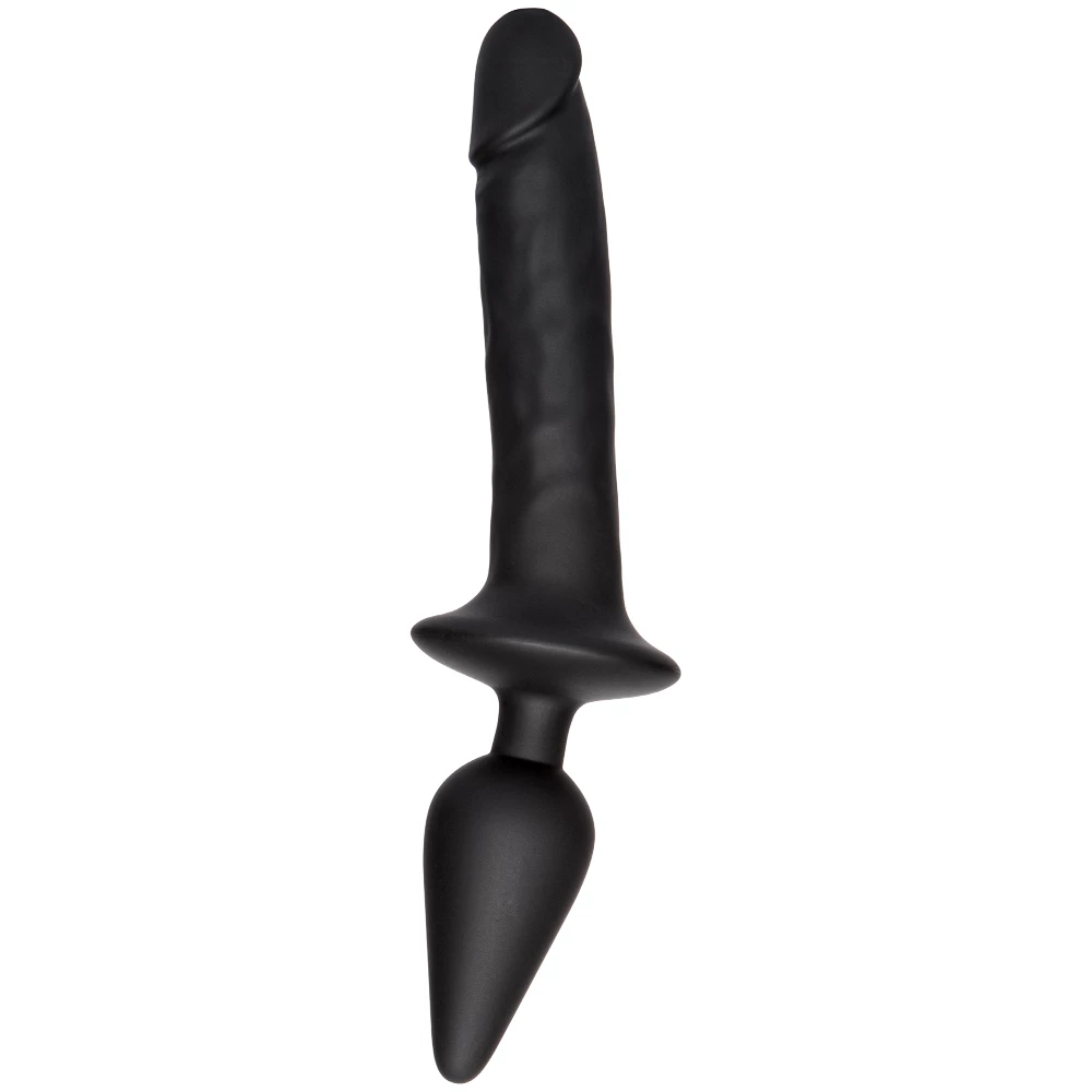 Double Whammy Black Silicone Butt Plug & Dildo Duo