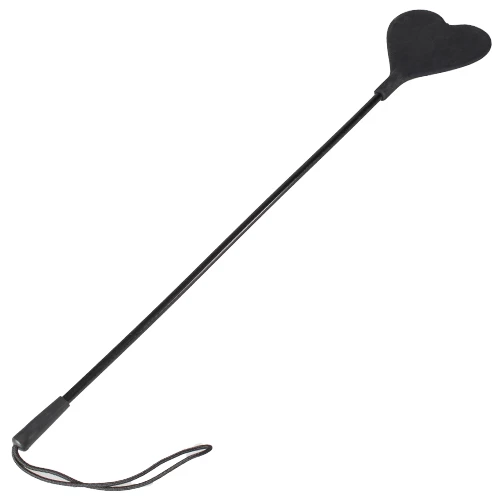 Love Sting Black Silicone Heart Riding Crop - 19 Inch