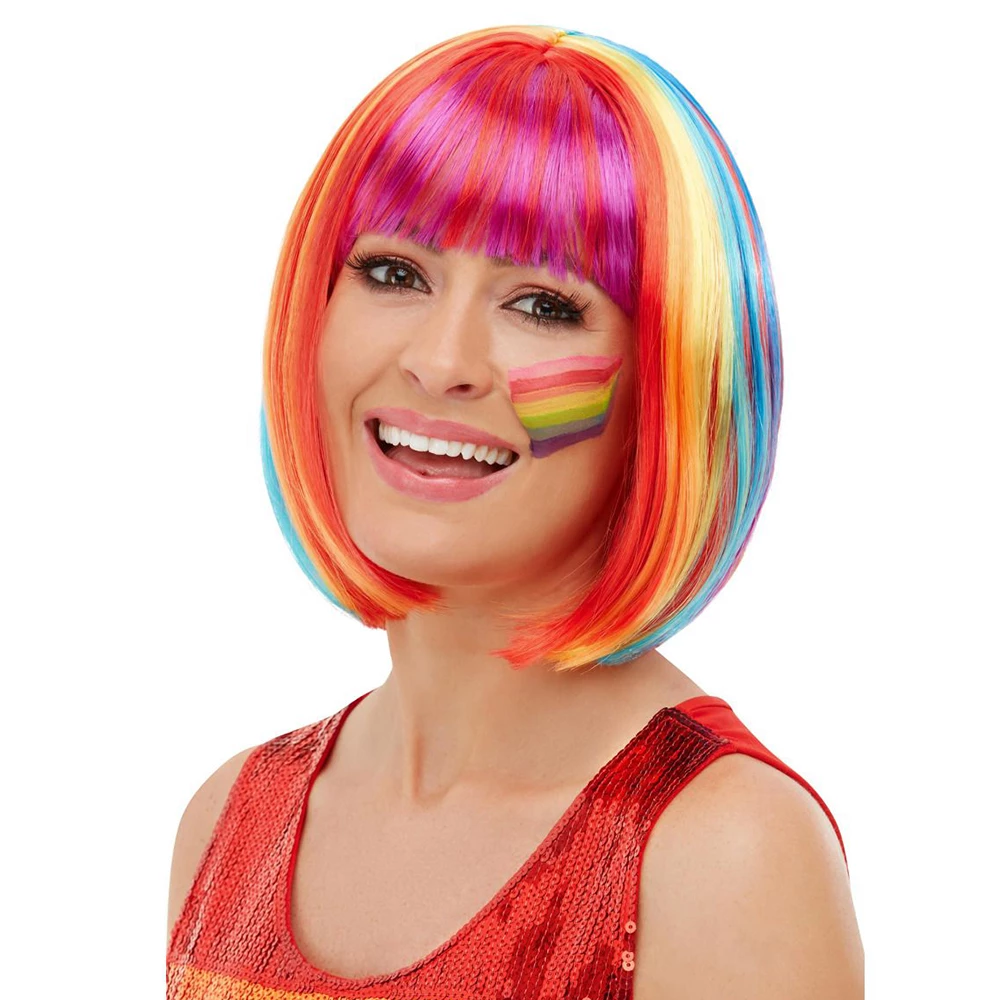 Raunchy Rainbow Fringed Bob Wig