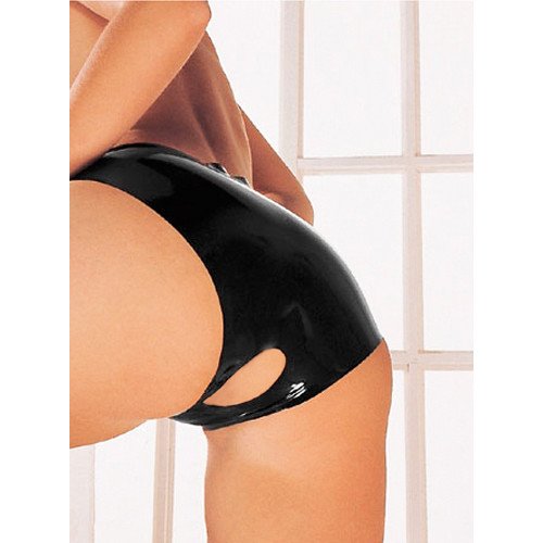 Black Latex Crotchless Knickers