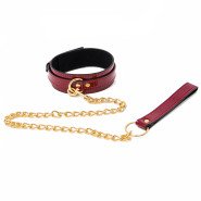 Bondara Patent Red Faux Leather Collar and Leash