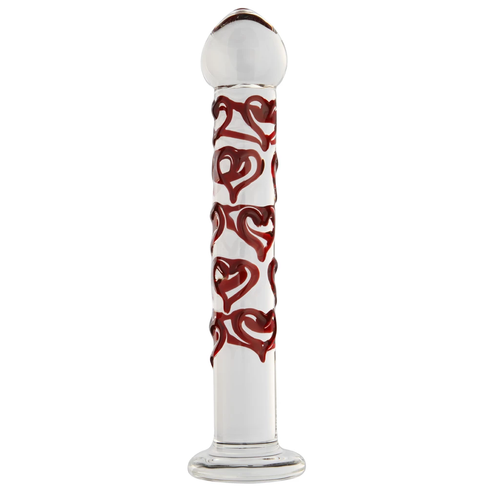 Love All Round Hearts Glass Dildo – 7 Inch