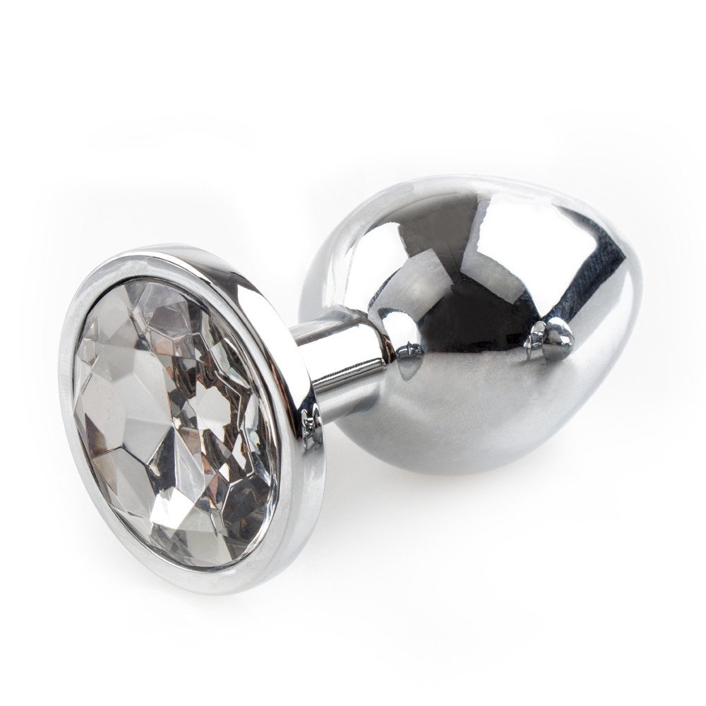 Bejewelled Silver Metal Butt Plug - 3, 3.5 or 4 Inch