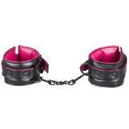 Bondara Pink and Black Faux Leather Handcuffs