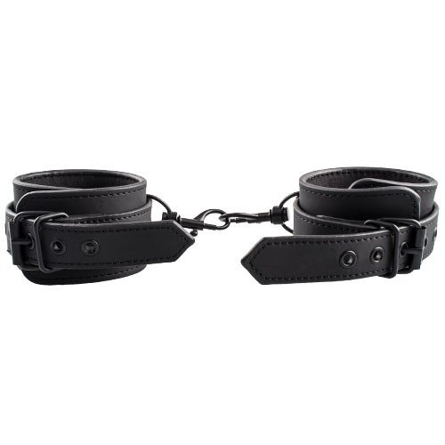 Bondara Matte Black Faux Leather Handcuffs