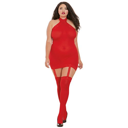 Dreamgirl Plus Size Red Dress Suspender Bodystocking