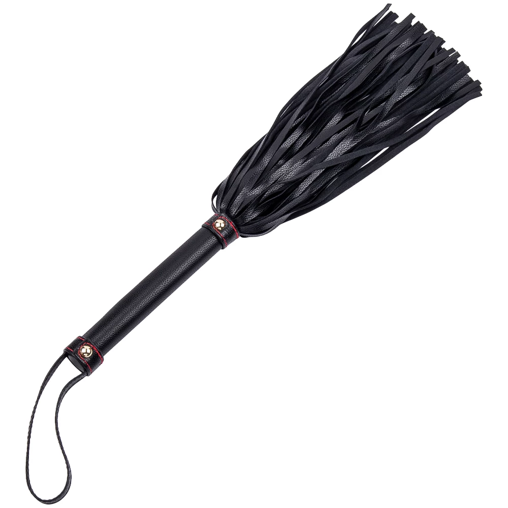 Night Warden Black Contrast Stitch Flogger - 15.5 Inch