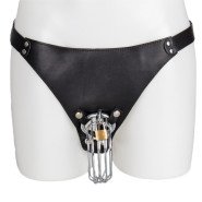 Torment Men's Leather Chastity Harness With Cock Cage