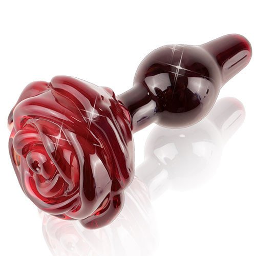 Icicles No. 76 Red Glass Rose Butt Plug - 4 Inch