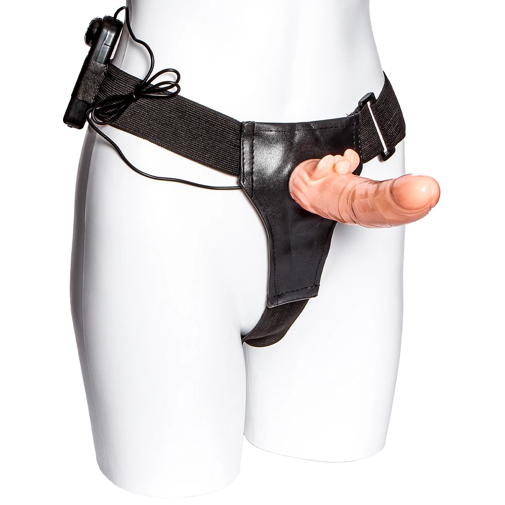 Ultrasex Hollow 10-Speed Vibrating Strap-On Dildo - 7 Inch