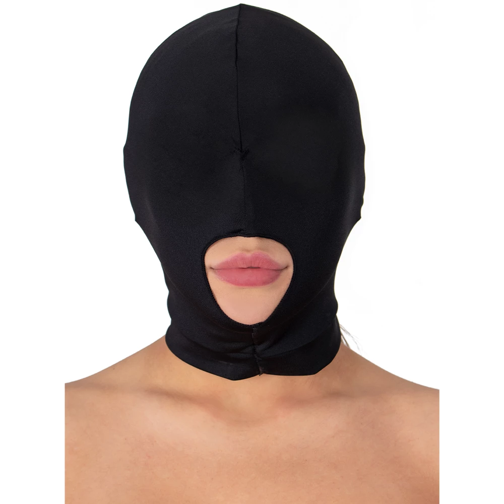 Obsidian Veil Blindfold Hood With Mouth Hole