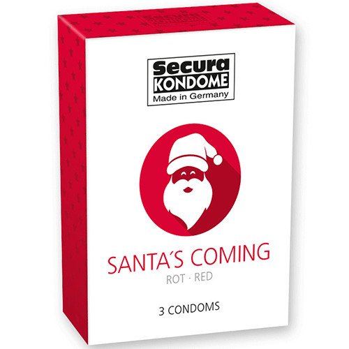 Santa's Coming Strawberry Flavoured Condoms - 3 Pack