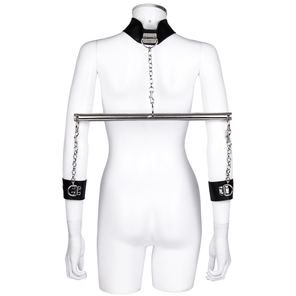 Torment Real Leather Collar to Wrist Bar Restraint