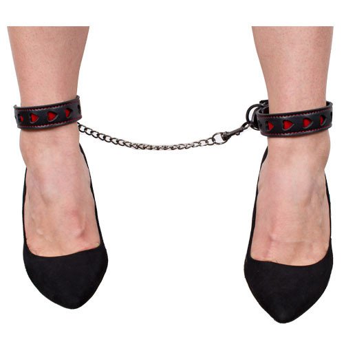 Bondara Faux Leather Heart Ankle Cuffs
