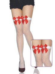 Sexual Healing Nurse White Fishnet Hold Up Stockings